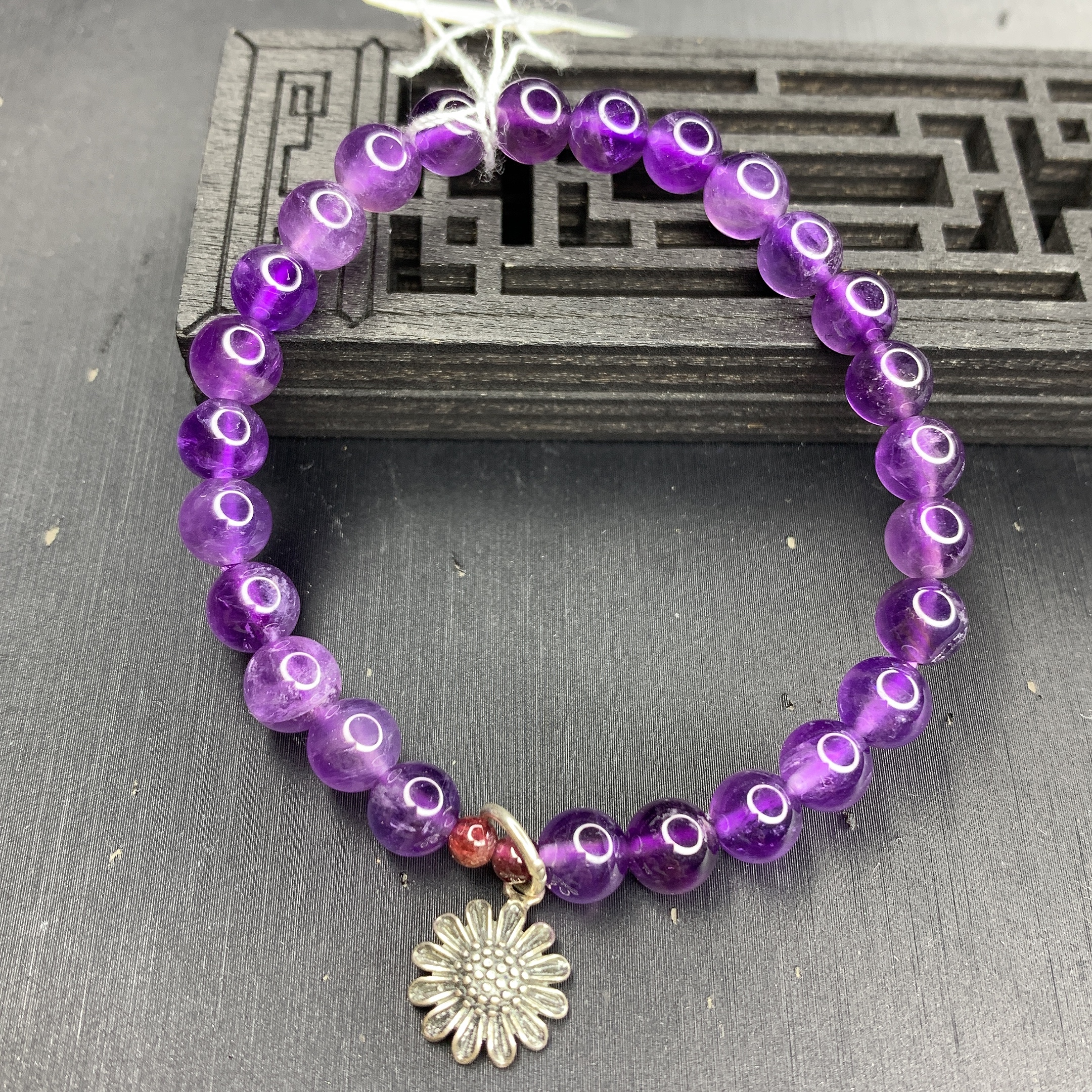 Vòng tay, chuỗi tay phong thuỷ thạch anh tím 6mm