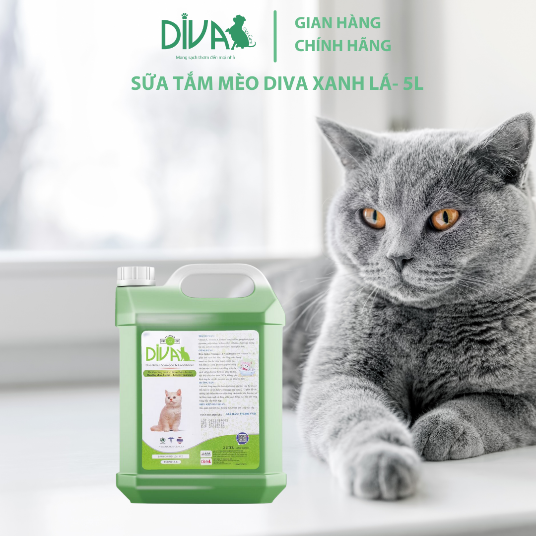 SỮA TẮM CHÓ DƯỠNG LÔNG GIẢM RỤNG DIVA VÀNG 5L (DIVA FORMULA 4)