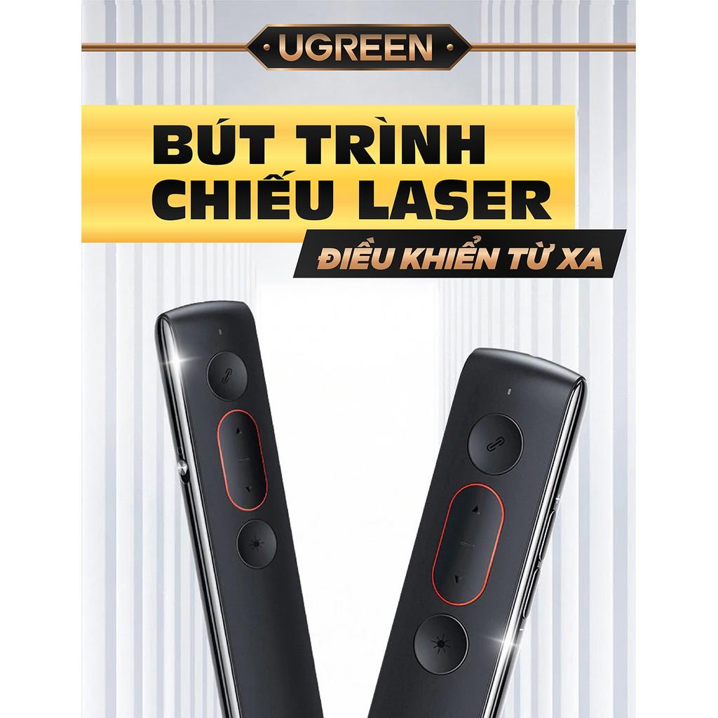 Bút Trình Chiếu Laser Không Dây Điều Khiển Từ Xa 100m Cao Cấp Ugreen 60327 (Đen) - Hàng Chính Hãng