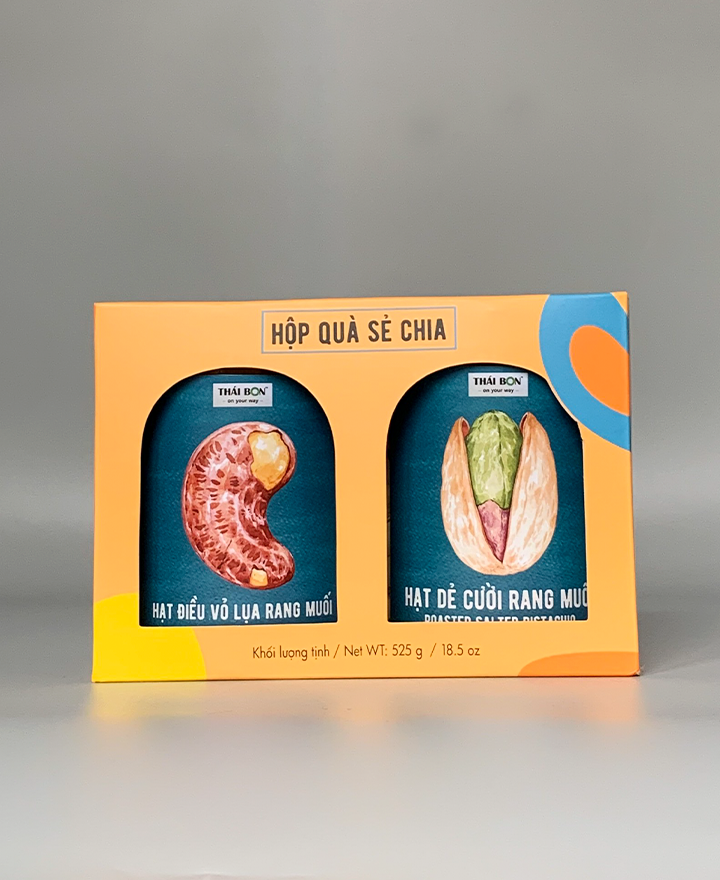 Hạt điều vỏ lụa rang muối hộp 250g - Hạt dinh dưỡng Thái Bon