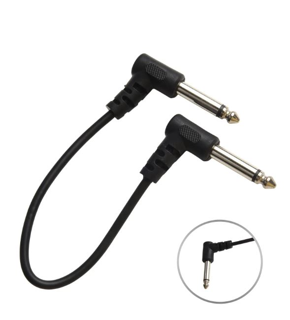 Dây Tín Hiệu - Dây Cáp Phơ / Effect - Dây Nối Guitar Pedal 30cm – Jack 6.35mm Đầu Cong 90°