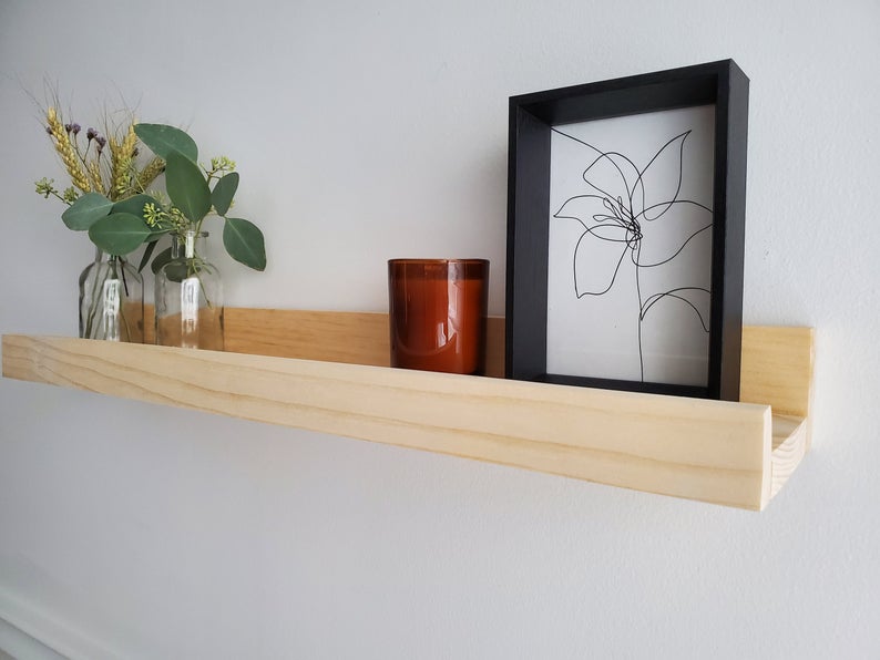 Kệ treo tường trang trí để sách giá đồ dùng trong gia đình dài 60cm gỗ thông tự nhiên