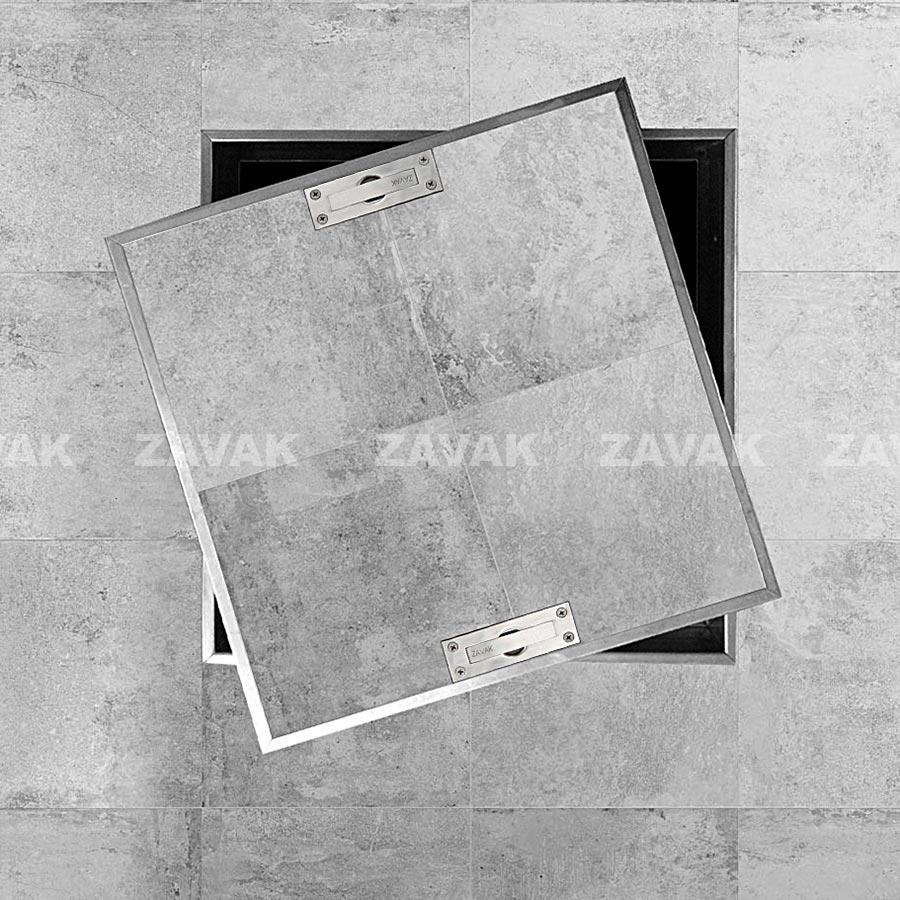 Nắp bể nước ngầm Zavak MHI-60 dùng trong nhà, KT60x60cm, lát gạch dày 2cm, chịu tải xe máy, inox 304