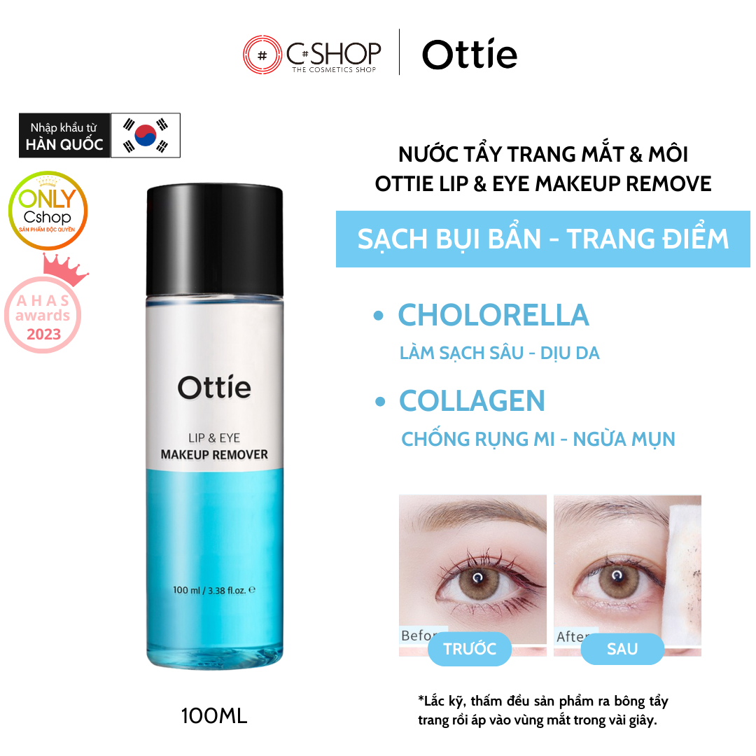 Nước tẩy trang mắt và môi Ottie Lip & Eye Makeup Remove