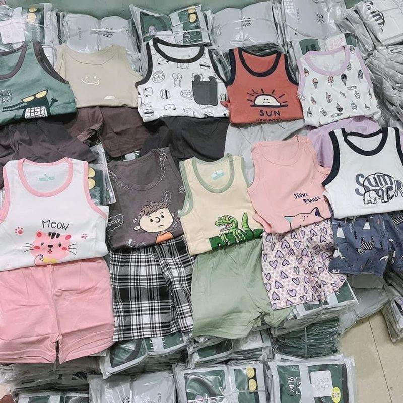 Bộ ba lỗ cotton giấy hàng Quảng Châu màu cực cool cho bé trai bé gái SN35