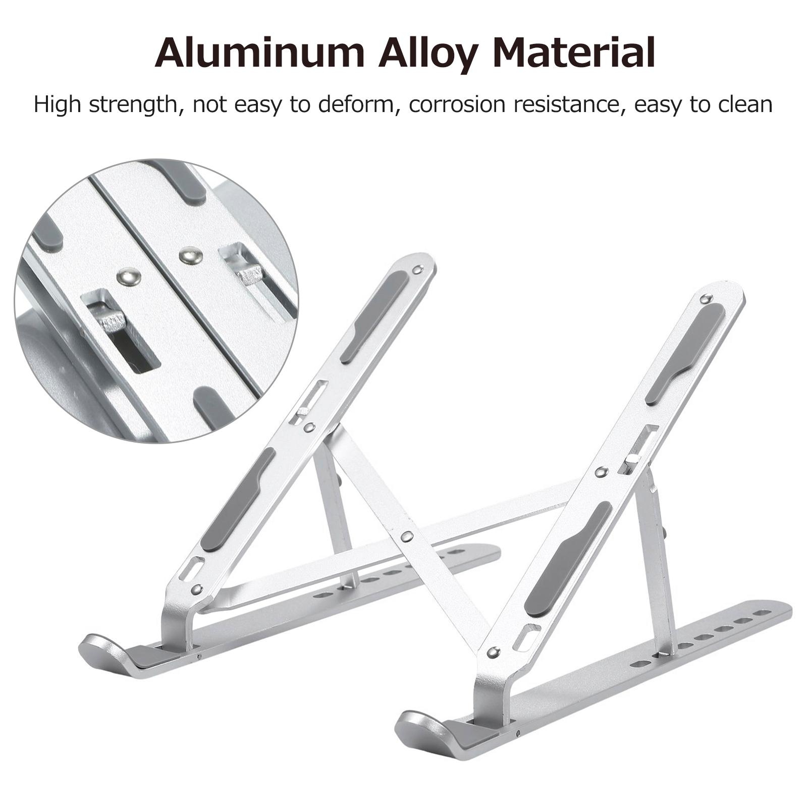 7-gear Adjustable Laptop Stand Portable Folding Aluminum Alloy Non-slip Laptop Tablet Bracket Stable Structure Silver