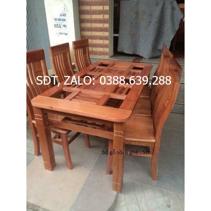 Bàn ăn 6 ghế gỗ xoan mẫu 3