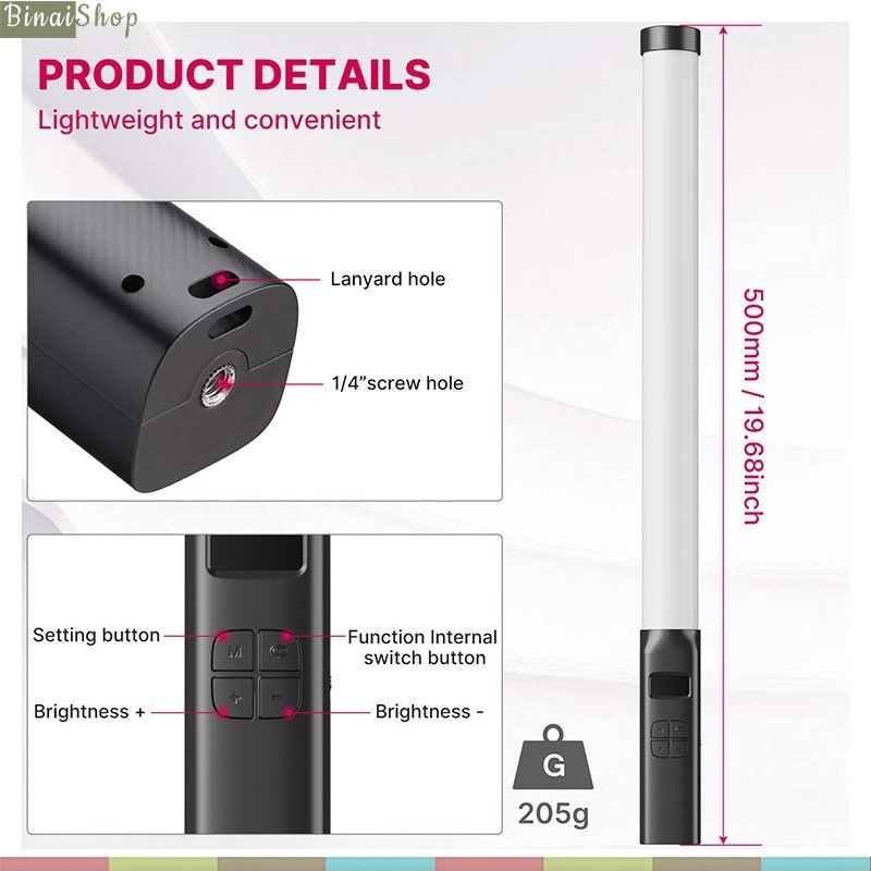 Ulanzi VL119 RGB - Đèn LED Cầm Tay, Dải Nhiệt Màu Rộng, Hỗ Trợ 20 Hiệu Ứng Cho Youtube, Phát Trực Tiếp, Review Sản Phẩm- Hàng chính hãng