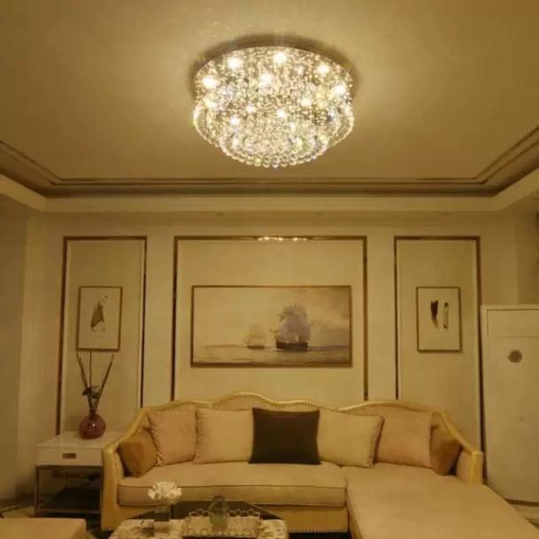 Đèn mâm Ca Sỹ Pha Lê ốp trần M9153 - KT 600x600x350mm, đèn chùm pha lê,