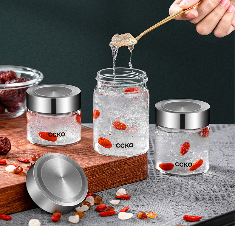 Hình ảnh Bộ Set 3 lọ thủy tinh bảo quản Yến đựng gia vị CCKO cao cấp