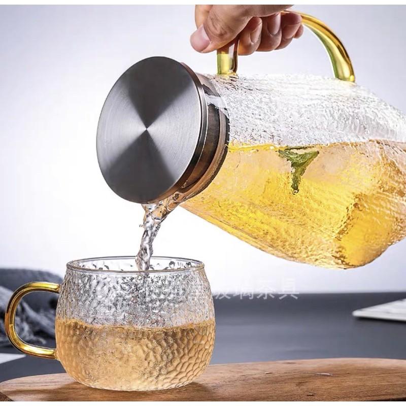 Bình nước thủy tinh chịu nhiệt 400*c sần 1,2 lít và 1,6 lít