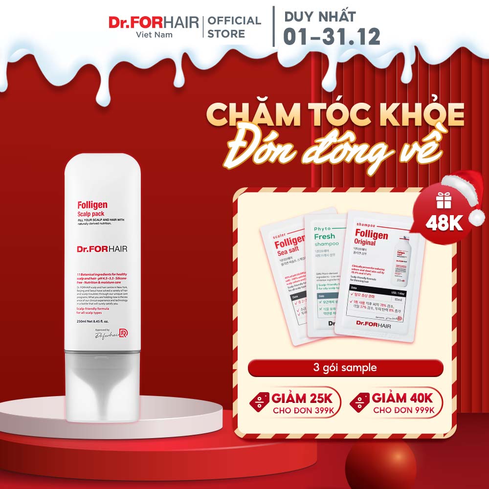 Dầu xả dưỡng tóc chăm sóc da đầu giảm rụng tóc Dr.FORHAIR Folligen Scalp Pack 250ml