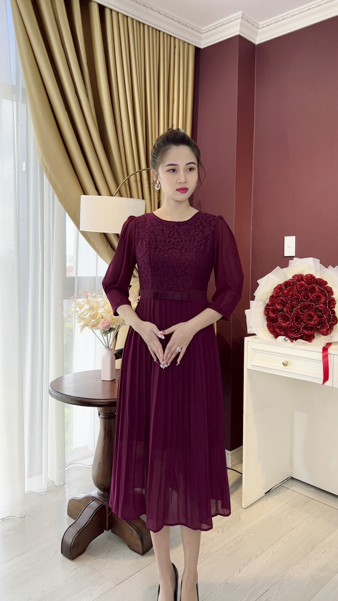 Đầm Trung Niên [ Linh Trà ] (TM 678) Trẻ Trung Thiết Kế Trang Nhã Thanh Lịch Đi Làm Đi Tiệc Cho Bà Cho Mẹ U40 U50