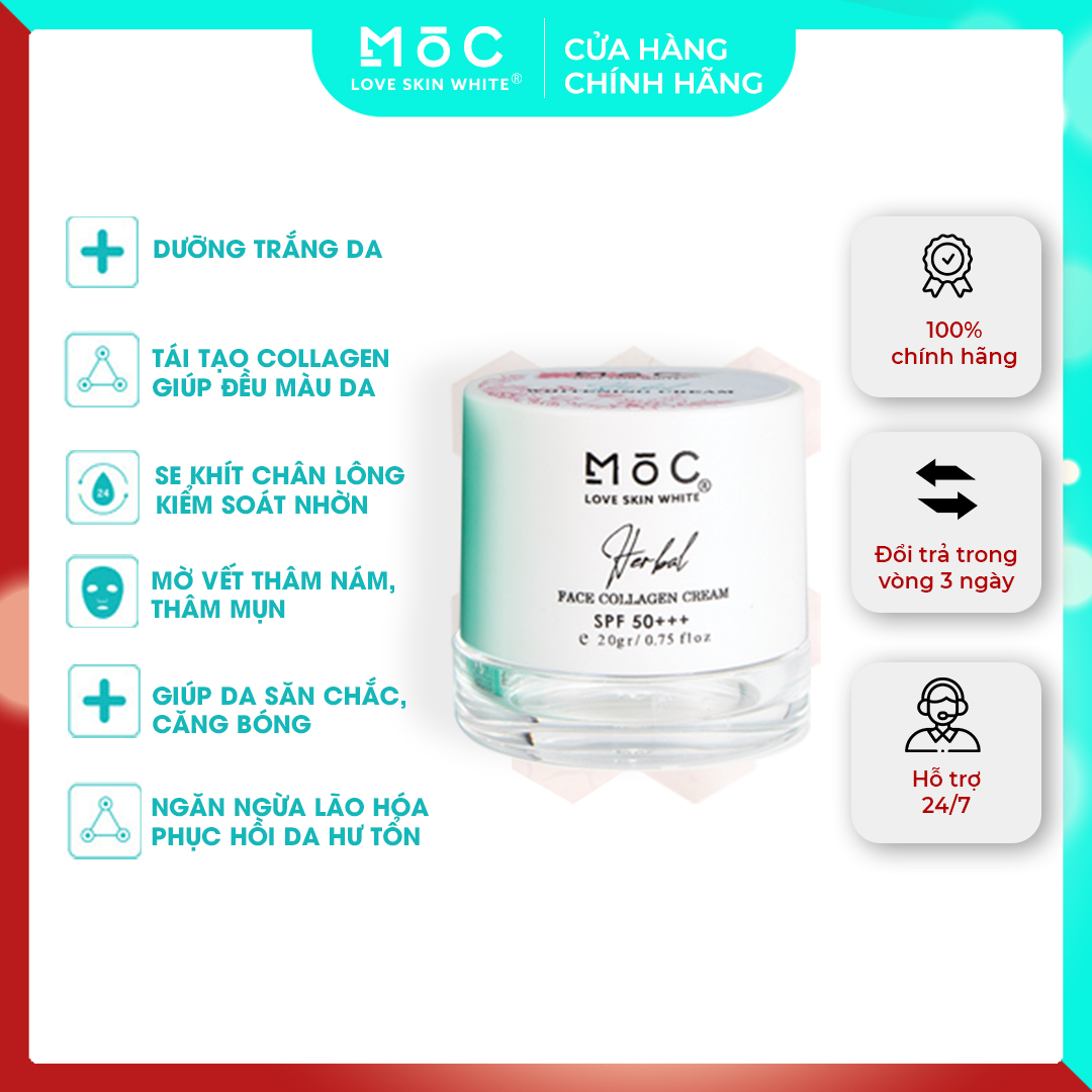 KEM DƯỠNG TRẮNG, TÁI TẠO, TRẺ HÓA, LÃO HÓA - COLLAGEN 20G - MỘC