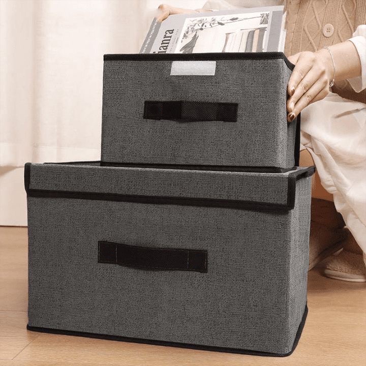 Bộ 2 hộp vải đựng quần áo, giỏ vải đựng đồ tiện loại, hộp bằng vải đựng đồ lót