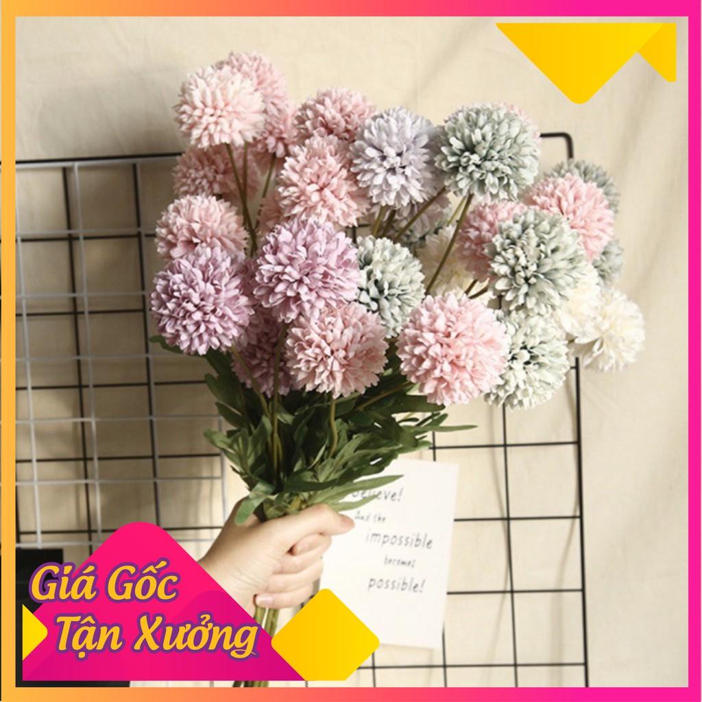 Cành cúc Ping Poong cao cấp 60cm 4 nhánh hoa giống thật đến 99%, hoa decor