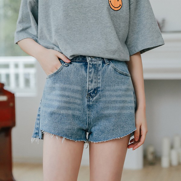 Quần short jeans nữ cá tính ống rộng