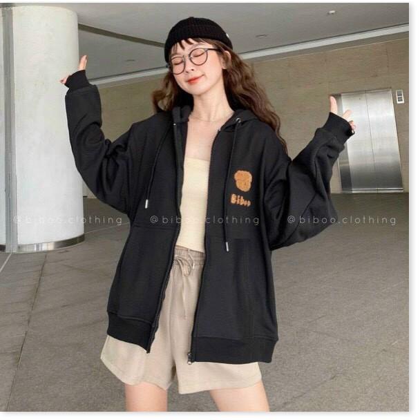 ÁO KHOÁC NỮ CÓ DÂY KÉO FORM RỘNG IN HÌNH HỌA TIẾT XINH XẮN LANA FASHION