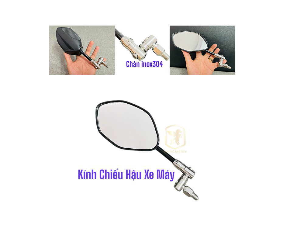 Chân Kính Xoay 360 INOX304 kèm Kính chiếu hậu kiểu Airblade gắn được nhiều loại xe máy hàng răng thuận bên trái chất lượng