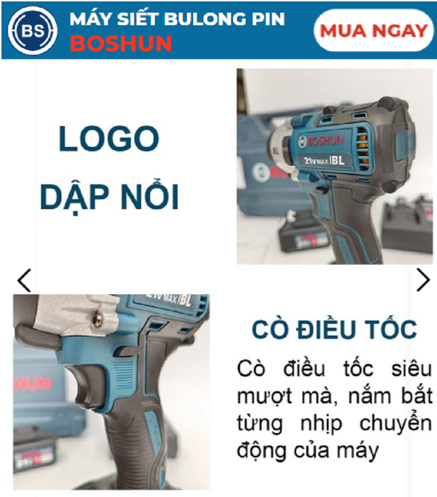 Máy Bắt Vít Pin Cầm Tay BOSHUN 21V 330N.m, Pin 10 Cell - Động Cơ Không Chổi Than - 100% Lõi Đồng - Bảo Hành 12 Tháng