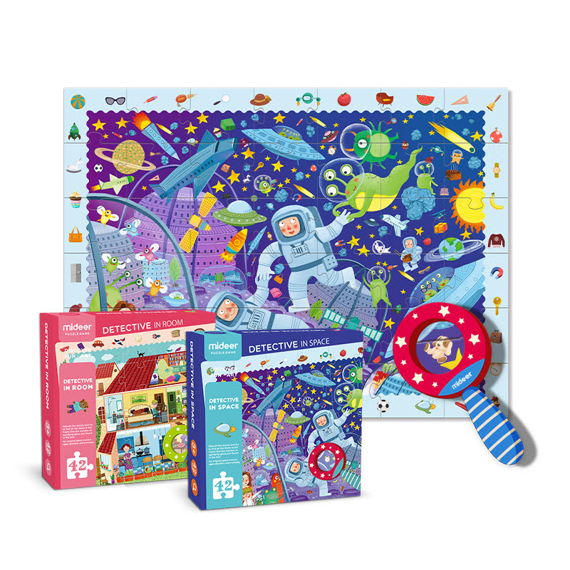 Đồ Chơi Ghép Hình Kèm Kính Lúp Cho Bé Làm Thám Tử Không Gian MD3007 - Mideer Puzzle - Detective In Space