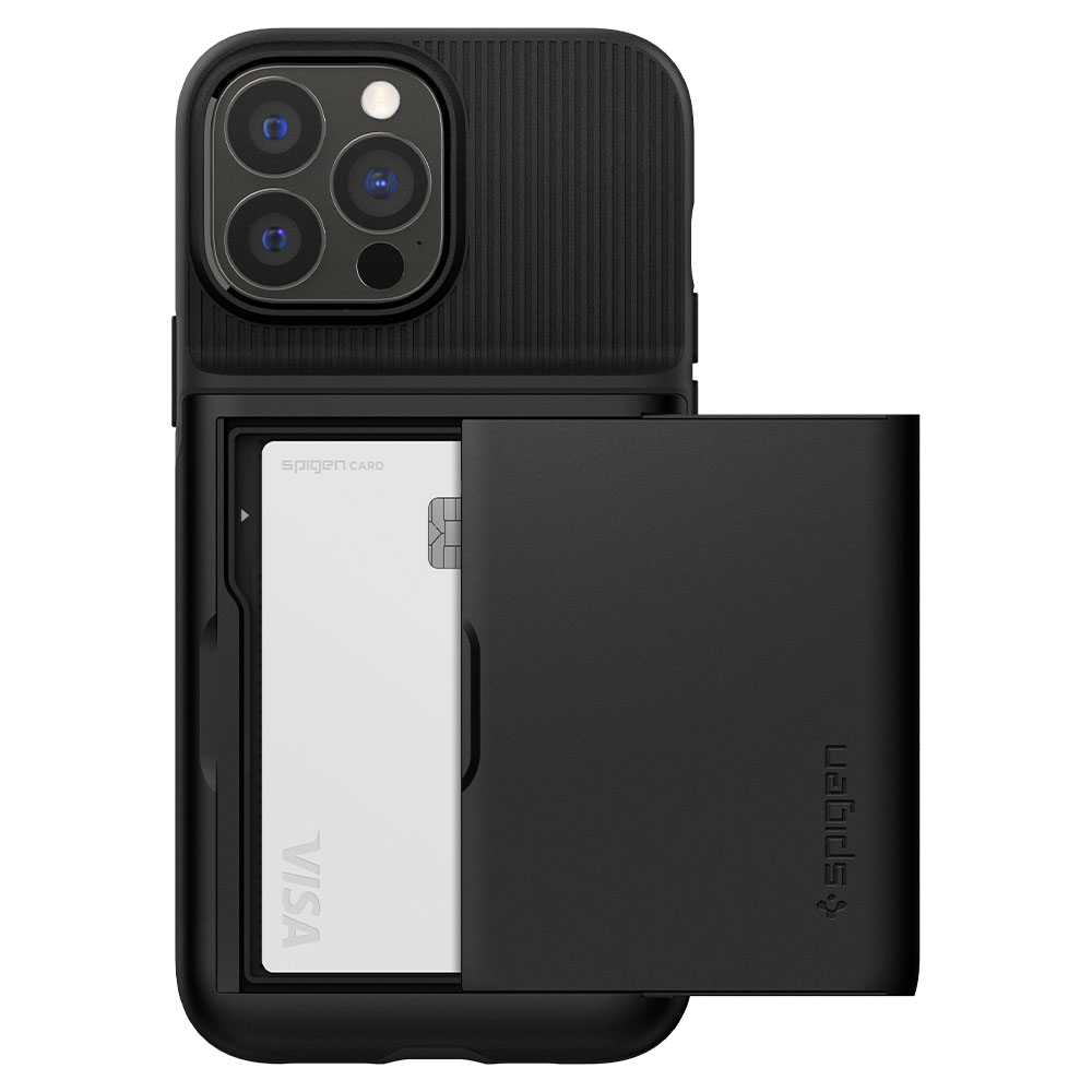 Ốp lưng Spigen Slim Armor CS Black cho iPhone 13 Pro Max - Thiết kế nhỏ nhẹ, tích hợp ví, chống sốc, chống bẩn, viền camera cao - Hàng chính hãng