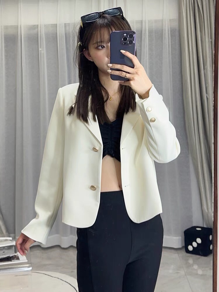 Áo vest croptop nữ dáng công sở hàn quốc áo khoác blazer nữ dáng ngắn đính khuy sang chảnh 2 lớp cao cấp dễ phối đồ mặc đi làm