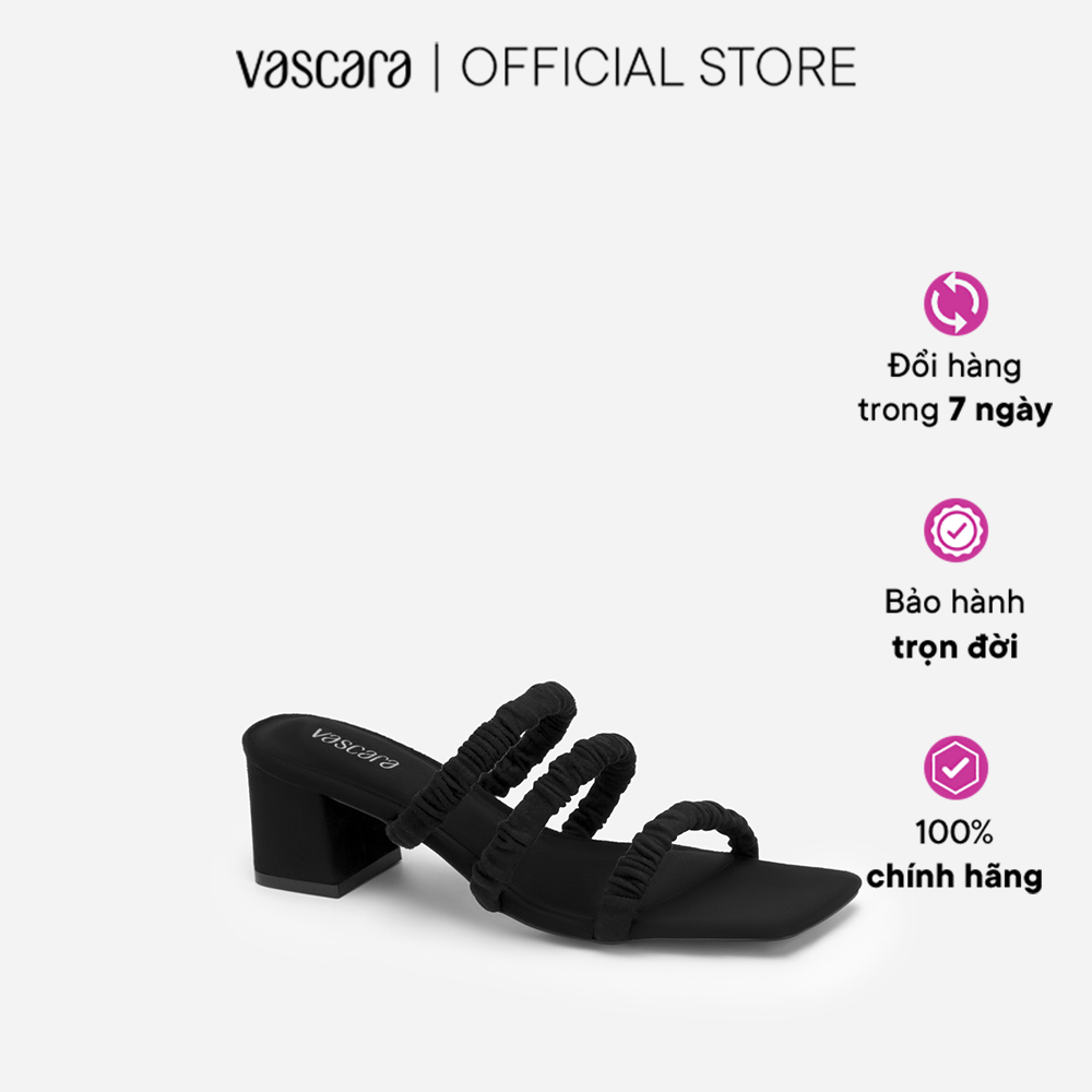 Vascara Guốc Quai Nhún Nubuck Gót Trụ - GNN 0175