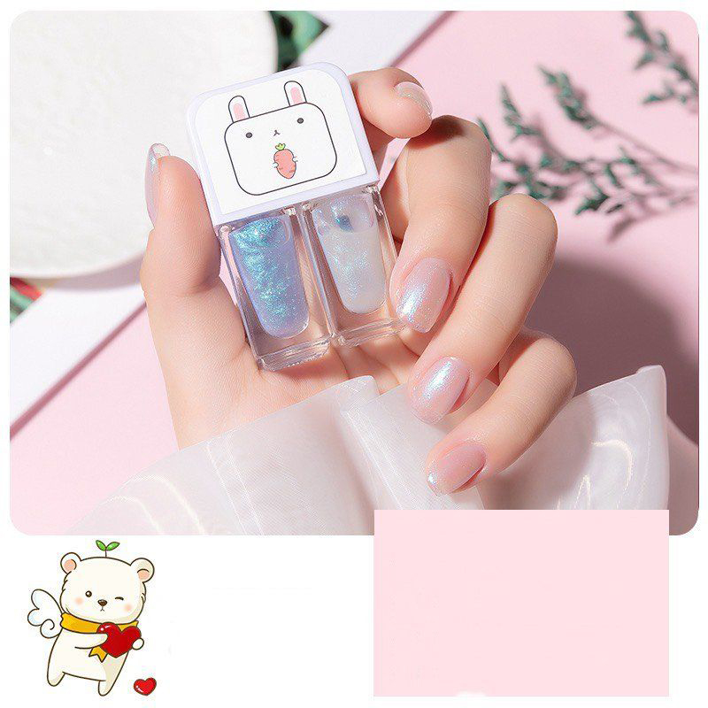 Set 2 lọ sơn móng tay cao cấp, sơn móng dạng gel 2 trong 1 nhũ óng ánh SM15