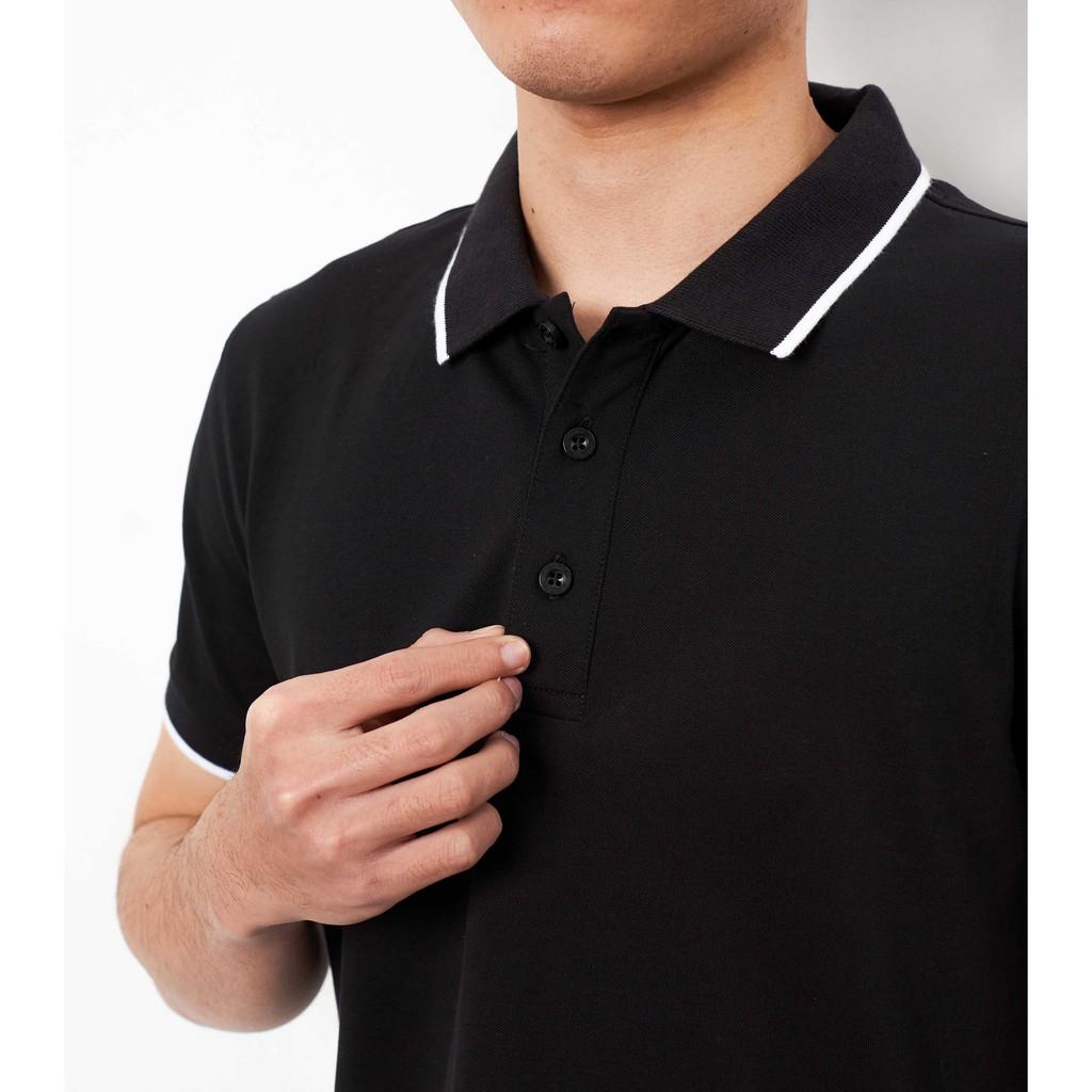 Áo POLO xuất dư đen basic