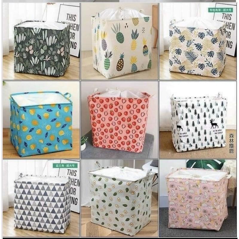 Túi đựng quần áo mùng mền loại lớn dây rút 100L - Túi vải vintage đựng chăn mền drap có quay xách khung sắt chắc chắn.