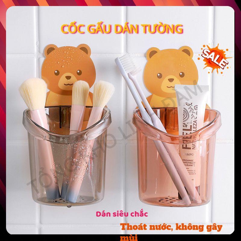 Cốc gấu dán tường siêu chắc dùng trong nhà tắm xinh xắn - Cốc đựng bàn chải đồ dùng tiện ích – GD026