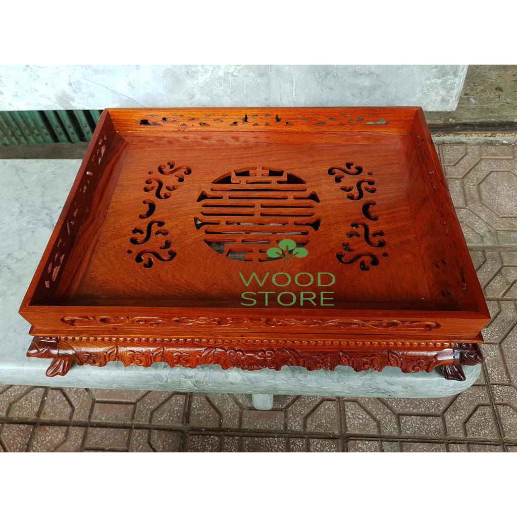 Khay trà rồng chầu-khay trà gỗ hương-khay trà gỗ 2 cỡ khay 38x27