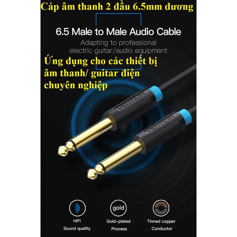 [ 6.5 male ra 6.5 male ] Cáp audio hai đầu 6.5mm Vention BAABI - Hàng chính hãng