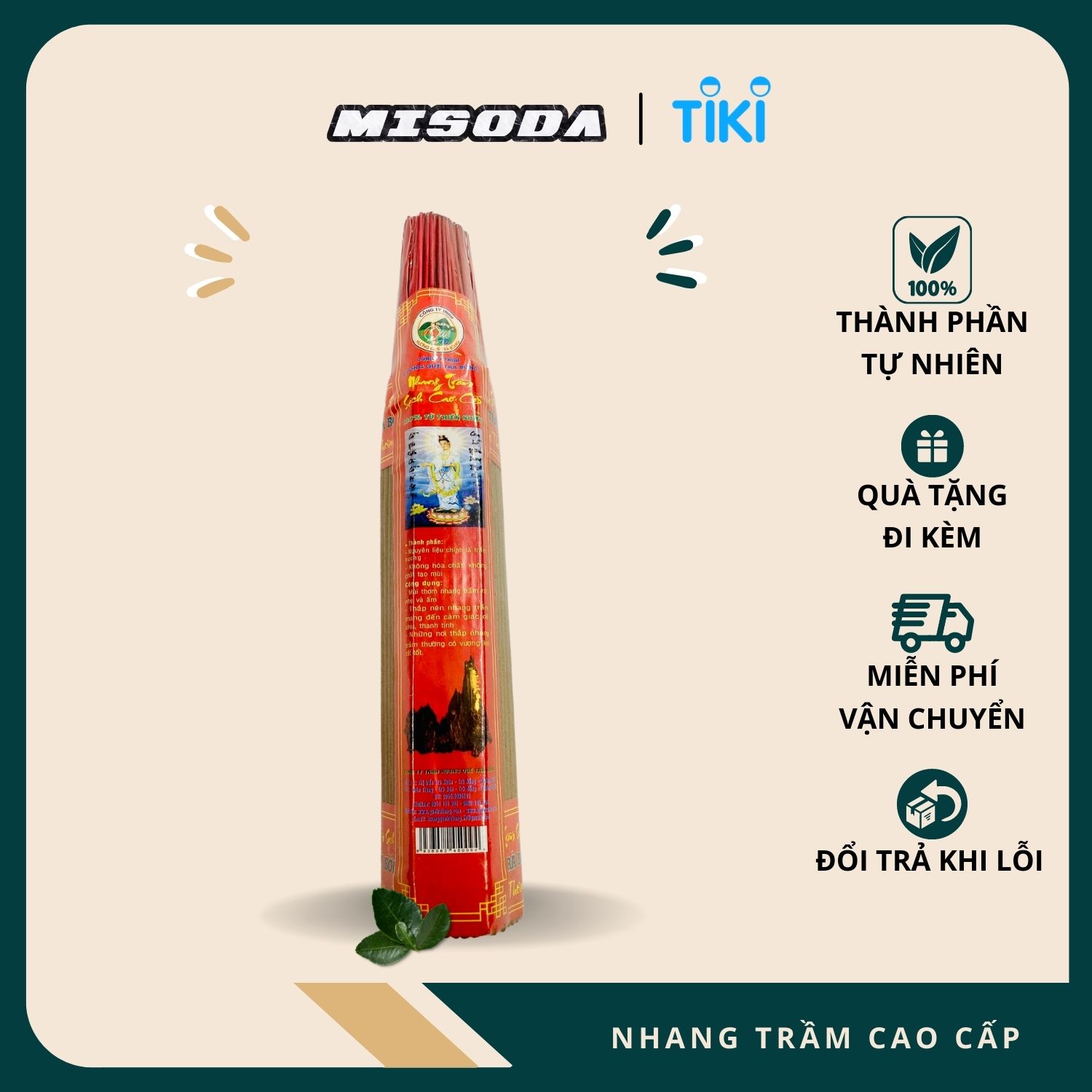 Nhang trầm loại cao cấp Hương Quế Trà Bồng, an toàn sức khỏe, mùi hương nhẹ nhàng, dễ chịu, dài 30 - 38cm - Hàng Chính Hãng