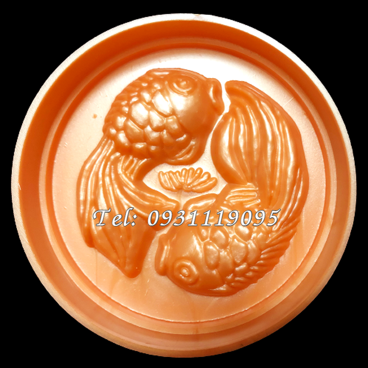 Khuôn ép xôi, khuôn trung thu 2 con cá chép – Loại 250 gram – Mã số 1523