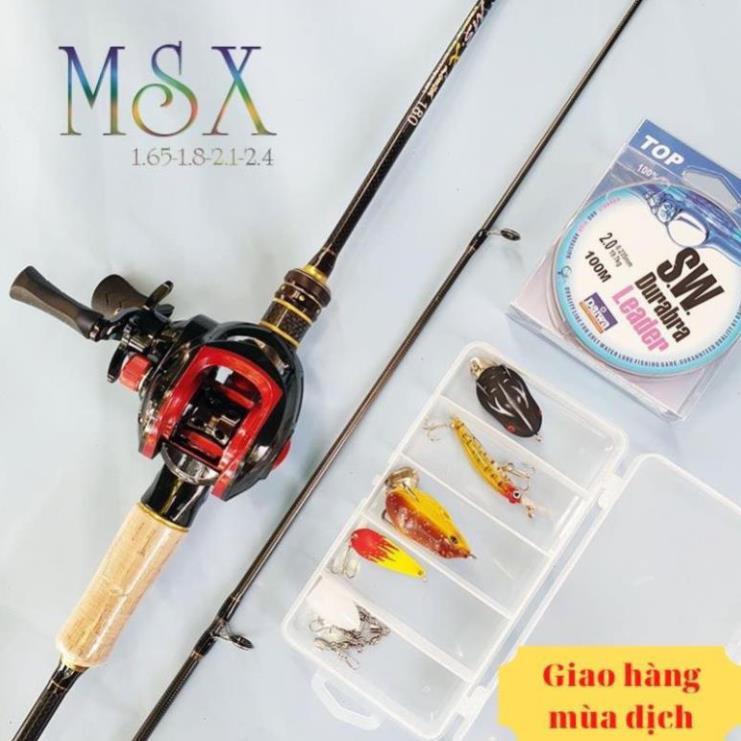 Bộ cần câu lure máy ngang cao cấp, cần câu MSX - BCM12-ngang ( tặng dây câu lure và hộp mồi