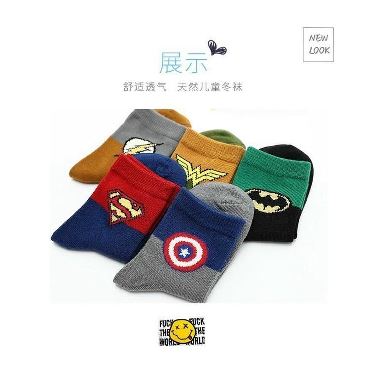 Set 10 đôi tất cao cổ hình siêu nhân cho bé