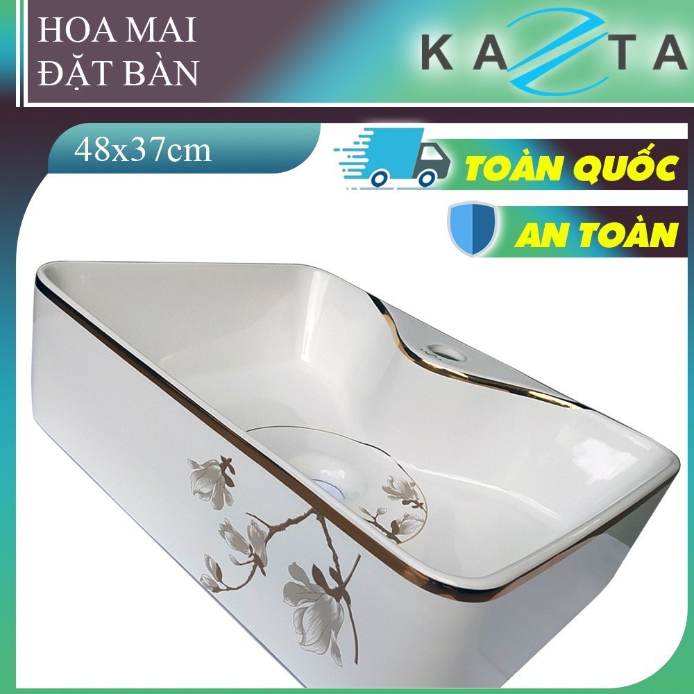 Lavabo Đặt Bàn Chữ Nhật Hoa Mai KAZTA KZ-CL2442