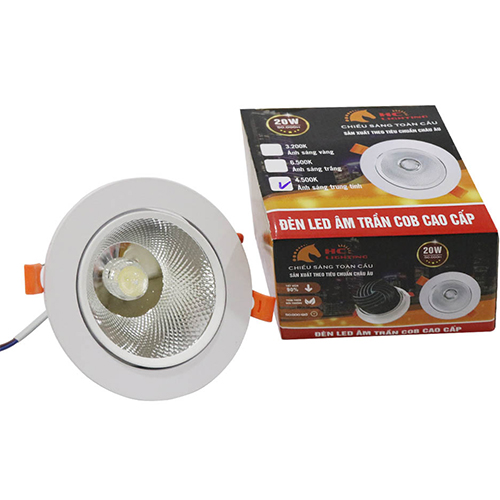 Đèn Led Âm Trần COB 20W Tròn Ánh Sáng Trung Tính HC LIGHTING