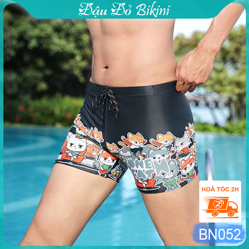 Quần bơi nam, quần bơi bé trai phom rộng rãi thoải mái, chất thun bơi lạnh 2 lớp dày mịn đẹp co giãn cao, có lớp lót thoáng khí phía trong | BN052