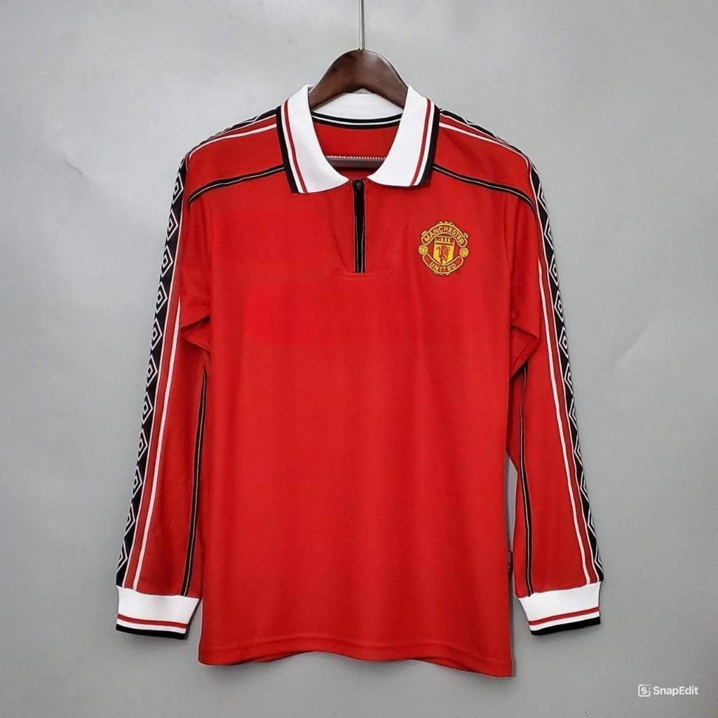 Áo Bóng Đá Retro Manchester United 1998 Tay Dài - Sân Nhà bản cao cấp vải Cotton Polyester