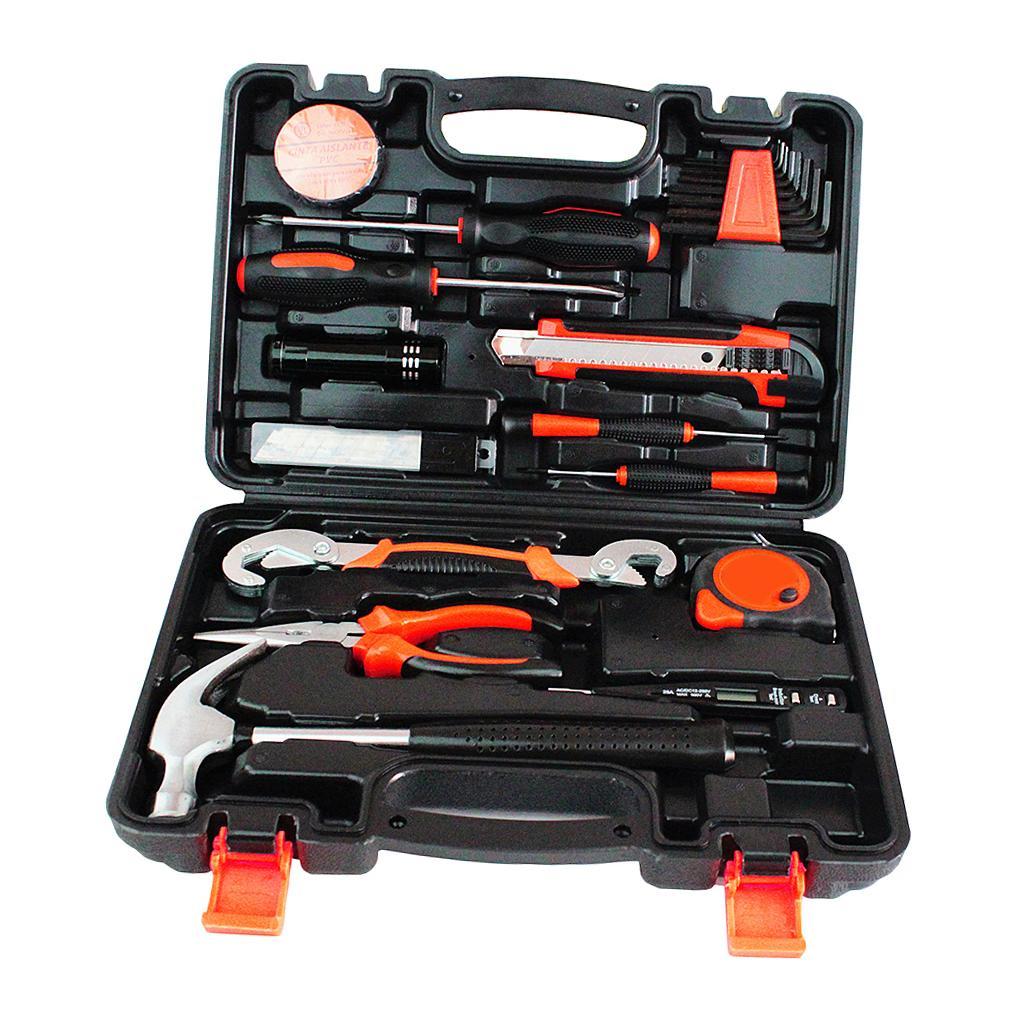 25 Pieces Professional Tool Set - General Household Hand Tool Kit with Plastic Tool Box Storage Case Contains the tools needed for most small repairs around the house