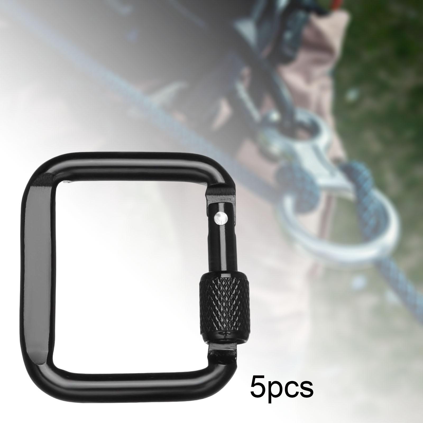 5Pcs Carabiner Clip Backpack Hanger Heavy Duty for Hiking Camping Mountain Black