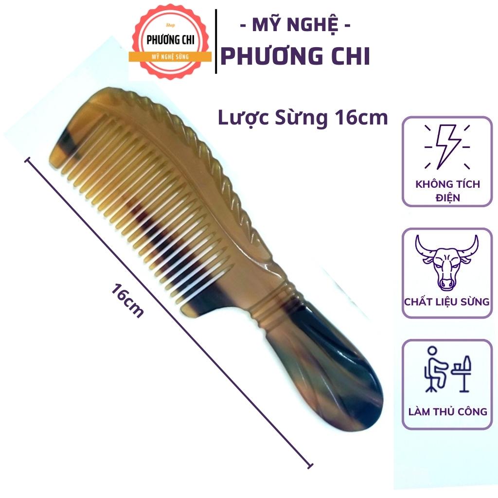 Lược sừng trâu khía trắng nưa dài 16cm, lược chải tóc gỡ rối massage đầu | Mỹ nghệ phương chi