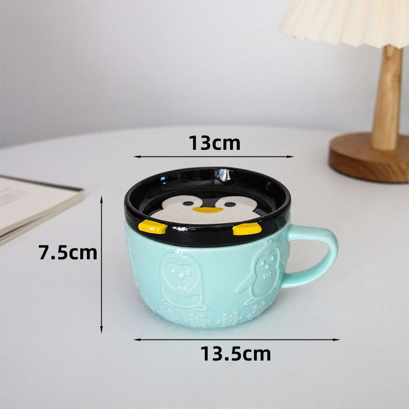 Cốc sứ hình khỉ, heo, chim cánh cụt, hổ xinh xắn làm cốc cho bé, dùng uống nước văn phòng, quà tặng