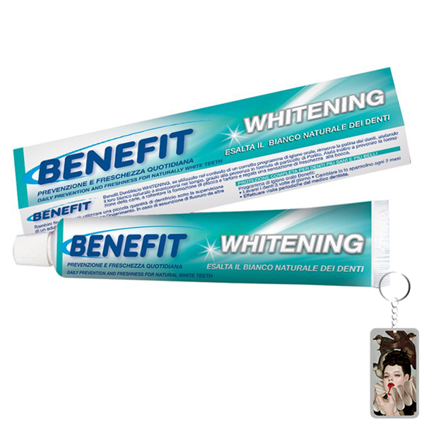 Kem đánh răng siêu trắng Benefit Whitening Fresh Total Benefit 75ml tặng kèm móc khóa