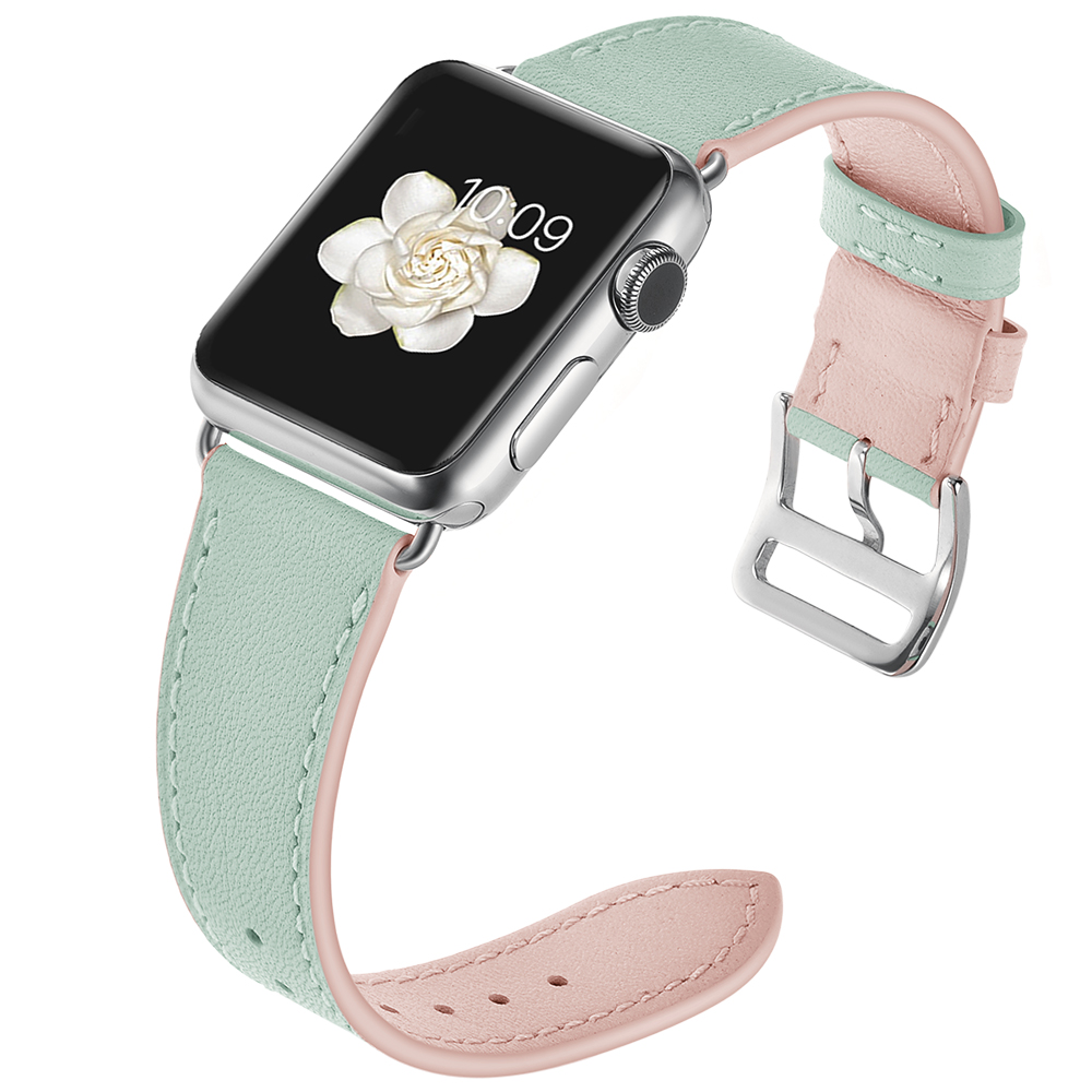 Dây Da Pink And Green cho Apple Watch Series 1/2/3/4/5