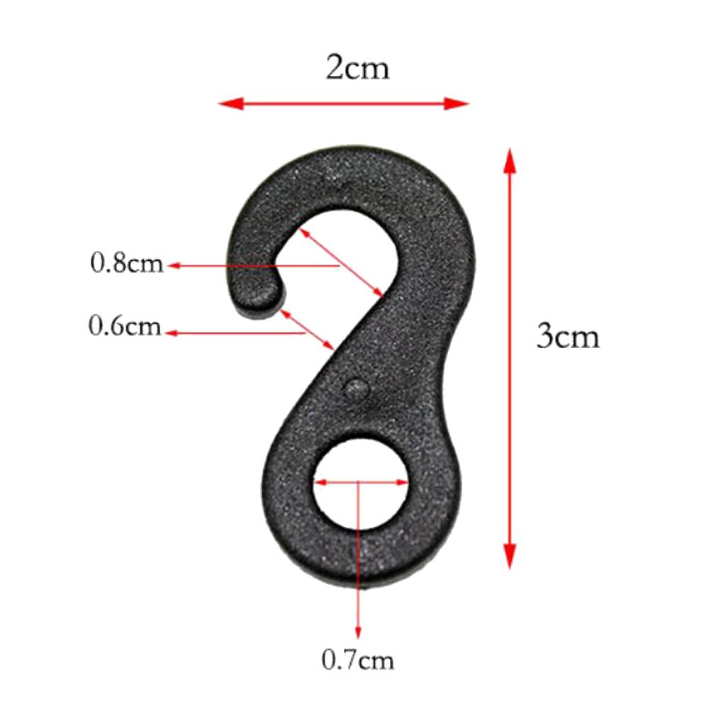 Leipupa 100 Chiếc Nhựa Chống Sốc Dây Karabiner Móc Dây Thun Dây Cấp Khóa