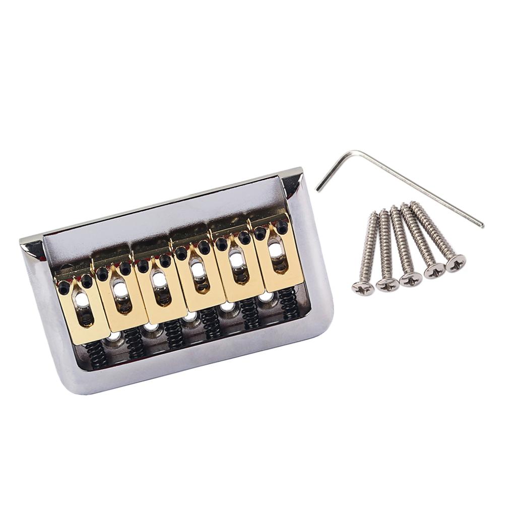 1 Set 6 String Guitar Fixed Bridge Saddle for Electric/Cigar Box Guitar Replacement Parts Chrome
